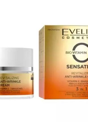 Eveline c sensation revitalizing anti-wrinkle cream відновлюючий крем проти морщин 40+ 50мл