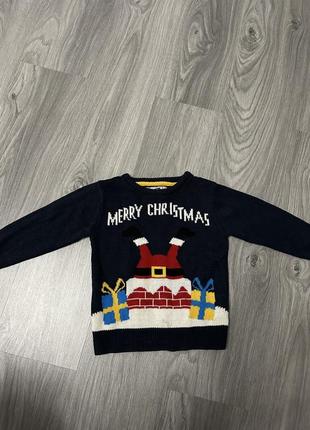 Дитячий різдвяний светр темно-синій