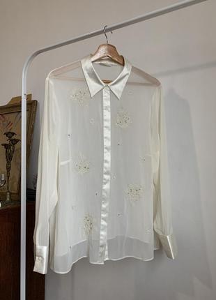 Блуза молочного оттенка с вышивкой marks &amp; spencer1 фото