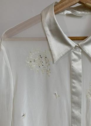 Блуза молочного оттенка с вышивкой marks &amp; spencer3 фото