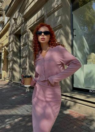 Трендовый стильный женский 🤍костюм 3-ка
 кофта, топ и юбка миди 🎀5 фото