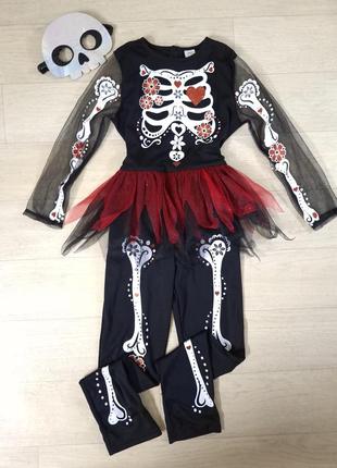 Карнавальный костюм скелета, смерти, санта муерте 9-10 лет