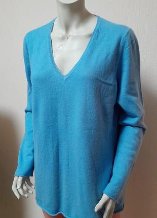 Яркий кашемировый свитер голубого цвета avenue foch cashmere 28/2 ply, 💯 оригинал3 фото