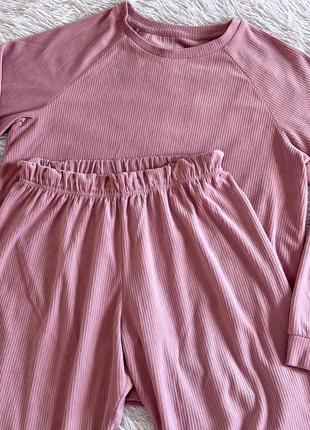 Нежная розовая пижама love to lounge в рубчик6 фото