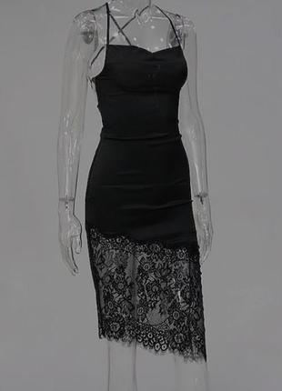 Шикарное платье в бельевом бельевом стиле миди кружево вечернее фотосессия атлас1 фото