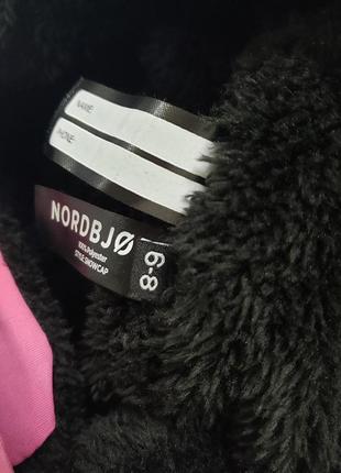 Nordbjorn шапкаушанка теплая зимняя девочке 6-7-8л 116-122-128см розовая с черным мехом6 фото
