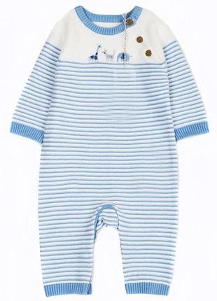 Mothercare человечек ромпер вязаный новорожденному мальчику 0-3м 50-56-62 см