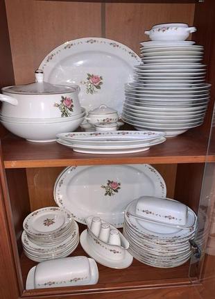 Японський столовий сервіз порцеляна rose china japan noritake на 12 персон + бокали