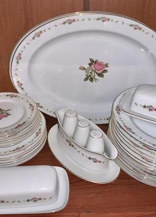 Японський столовий сервіз порцеляна rose china japan noritake на 12 персон + бокали4 фото