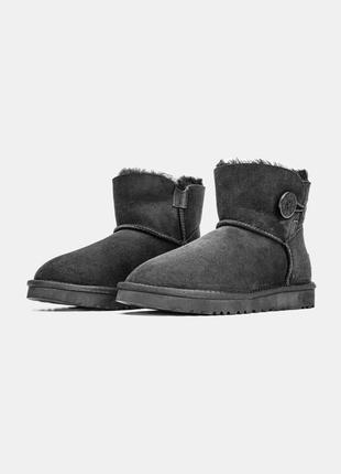 Женские зимние угги на натуральной овчине ugg mini bailey стимулирует натуральная замша черные