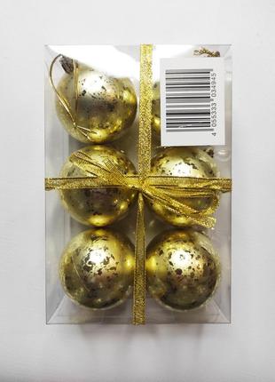 Ялинкові кулі новорічні прикраси 6 шт новорічний декор livarno золоті2 фото