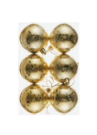 Ялинкові кулі новорічні прикраси 6 шт новорічний декор livarno золоті3 фото