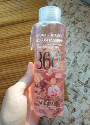 Корейский тонер для лица wokali natural beauty blossom essence 360 cherry