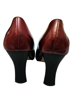 Туфлі човники на каблуку класичні, бордові, глянцеві, 36 розмір4 фото