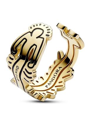 Серебряная кольца «волновая фигура» в позолоте shine