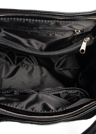Чёрная замшевая женская молодёжная деловая сумка шоппер с длинными ручками на плечо3 фото