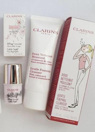 Подарунковий набір косметики clarins хайлайтер пінка для вмивання