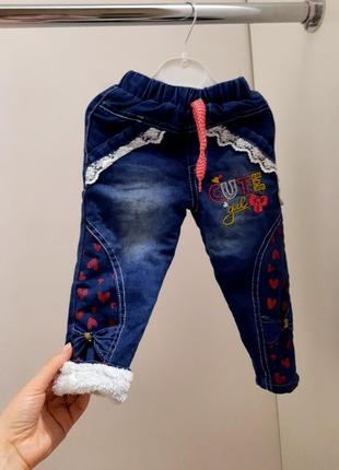 Утеплённые джинсы для девочки на махре