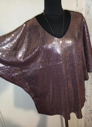 Ошатна,блискуча блузка х "бронзових" паєток,великого розміру-оверсайз2 фото