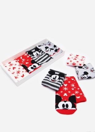 39-41 р новий фірмовий подарунковий набір різдвяні жіночі шкарпетки mickey mouse міккі маус 4 пари