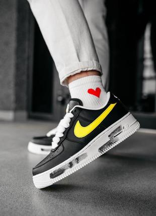 Nike air force 1 low g dragon black yellow, женские кроссовки2 фото