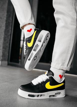 Nike air force 1 low g dragon black yellow, женские кроссовки3 фото