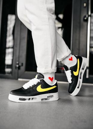 Nike air force 1 low g dragon black yellow, жіночі кросівки4 фото