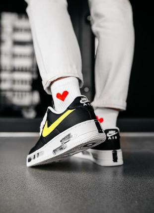 Nike air force 1 low g dragon black yellow, женские кроссовки6 фото