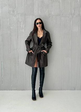 Кожаные сапоги ботфорты из натуральной кожи на каблуке сапожки на кольцах с тупым...