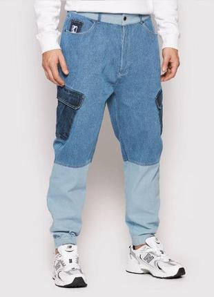 Джинсы мужские карго karl kani jeans block (blue relaxed fit) l7 фото