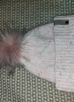 Шапочка розовая шапка ручной работы из пуха норки,ангоры (50-55см)6 фото