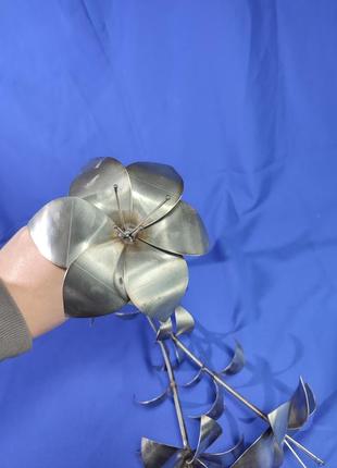 Металеві квіти з нержавіючої сталі нержавійки букет з трьох квітів ручна робота вічний букет4 фото