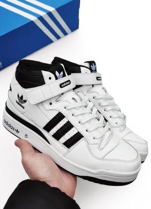 Зимние мужские кроссовки адидас adidas forum 84 high білі (хутро)