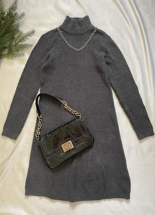 Тепла в’язана сіра сукня, esprit оригінал, трендове міні плаття4 фото