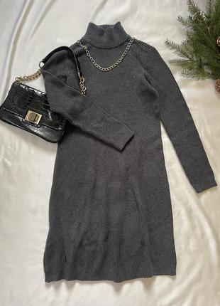 Тепла в’язана сіра сукня, esprit оригінал, трендове міні плаття5 фото