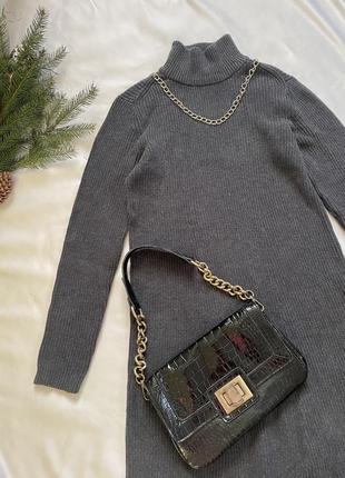 Тепла в’язана сіра сукня, esprit оригінал, трендове міні плаття3 фото