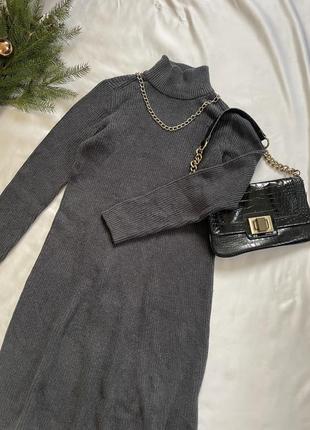 Тепла в’язана сіра сукня, esprit оригінал, трендове міні плаття6 фото