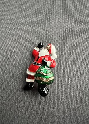 Брошка дід мороз з мішком, новорічна брошка аксесуар на подарунок