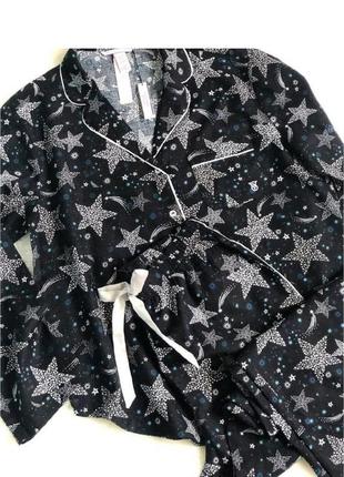 Фланелева піжама flannel long pj set black stars, victoria’s secret5 фото