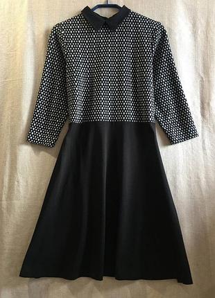 Трикотажное комбинированное хлопковое платье демисезон