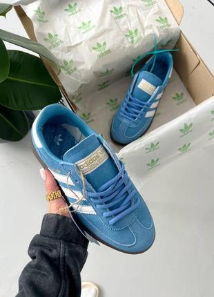 Классные женские кроссовки adidas spezial blue white голубые с белым3 фото