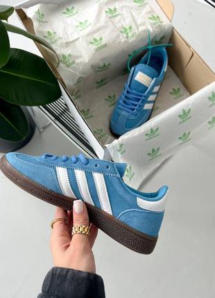 Классные женские кроссовки adidas spezial blue white голубые с белым5 фото