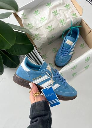 Классные женские кроссовки adidas spezial blue white голубые с белым10 фото