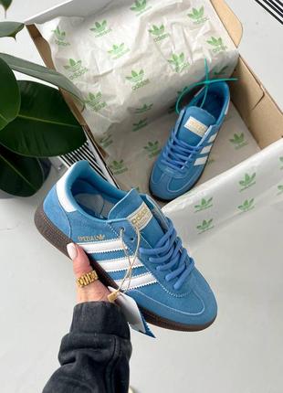 Классные женские кроссовки adidas spezial blue white голубые с белым7 фото