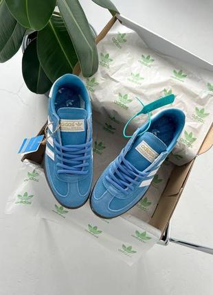 Классные женские кроссовки adidas spezial blue white голубые с белым9 фото