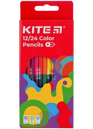 Олівці кольорові двосторонні kite fantasy k22-054-2, 12 штук (4063276093370)