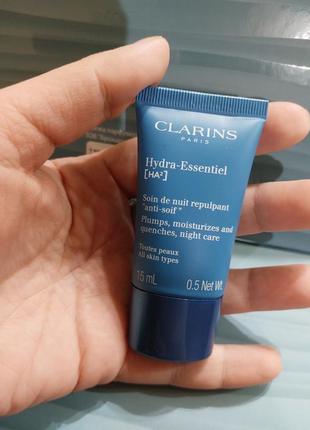 Clarins hydra-essentiel night cream&nbsp;- увлажняющий ночной крем для всех типов кожи, мини, 15 мл;1 фото