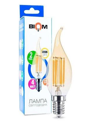 Світлодіодна лампа biom fl-415 c35 lt 4w e14 2530k amber свічка на вітрі