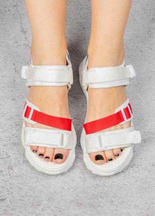 Стильные белые спортивные босоножки сандалии на платформе массивные модные2 фото
