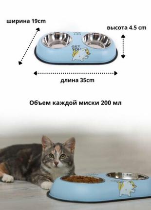 Миска для животных, для кошек, для собак, двойная нержавеющая сталь4 фото